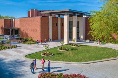 west entry and patio of the setzer student center